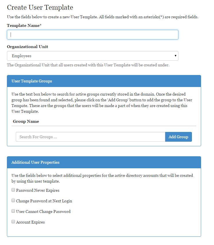 create user templates